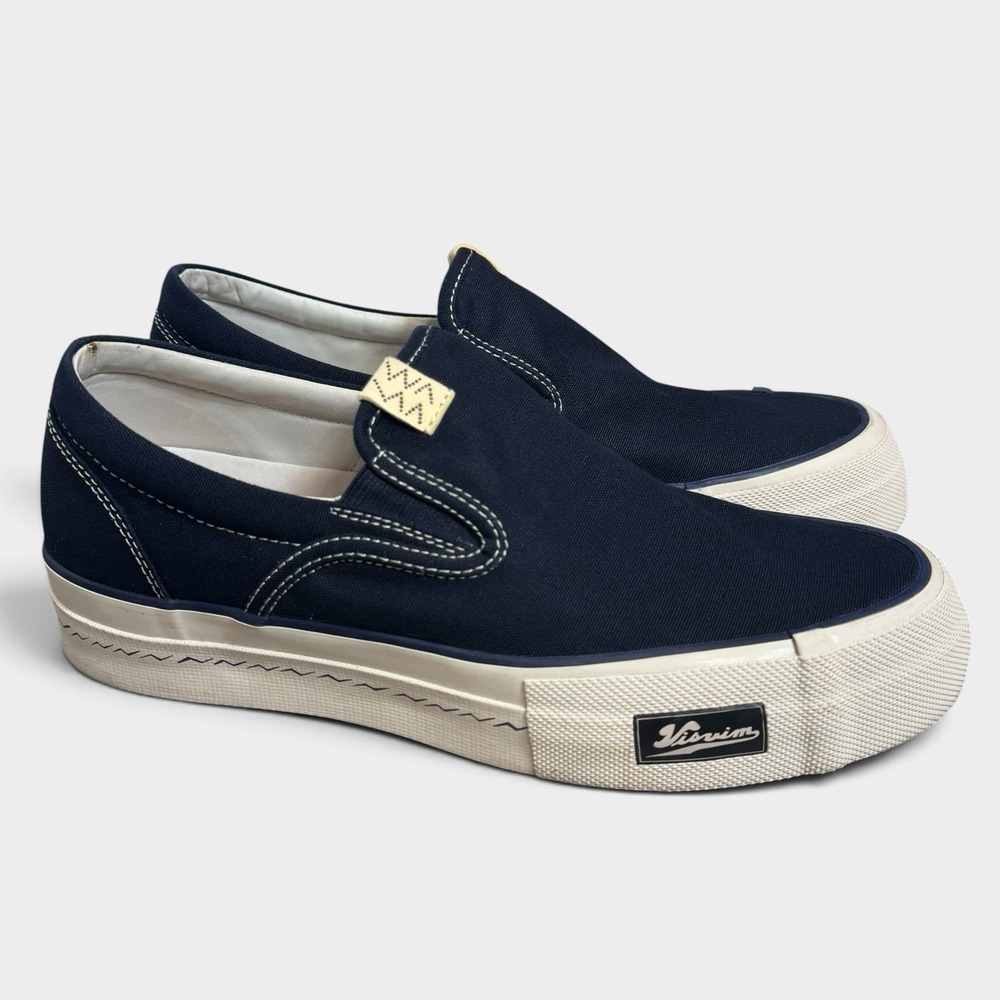 Visvim Zahra Canvas Slip On Shoes Sneakers Mens US 9 Navy Blue Vibram Sole 2022
